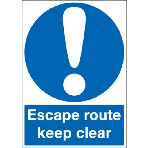 Escape Route Keep Clear Mandatory Safety Sign - Portrait