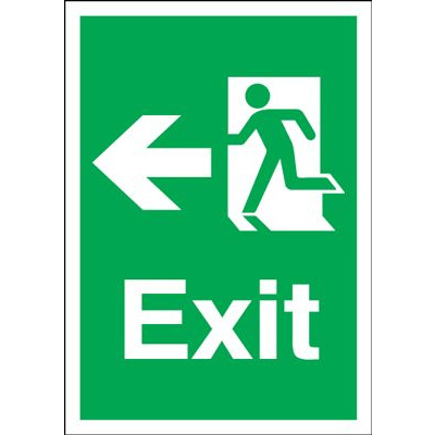 Arrow Left Fire Exit Safety Sign - Portrait