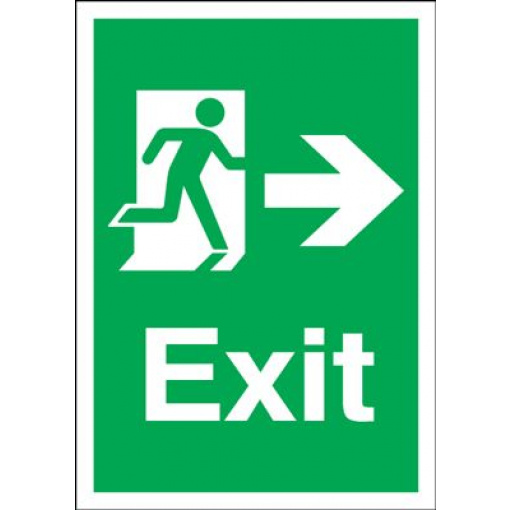 Arrow Right Fire Exit Safety Sign - Portrait