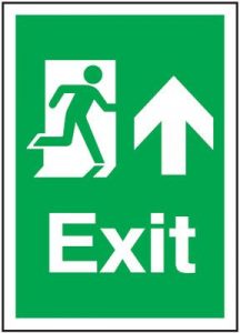 Arrow Up Fire Exit Safety Sign - Portrait