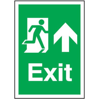 Arrow Up Fire Exit Safety Sign - Portrait