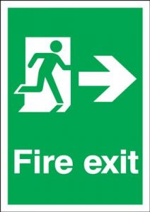 Arrow Right & Running Man Fire Exit Safety Sign - Portrait