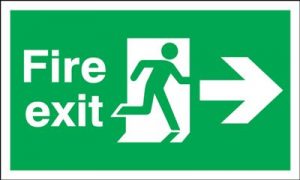 Arrow Right & Running Man Fire Exit Safety Sign - Landscape