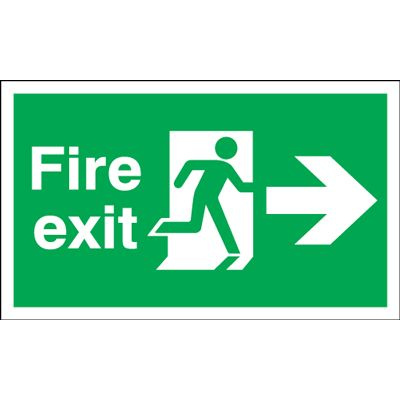 Arrow Right & Running Man Fire Exit Safety Sign - Landscape
