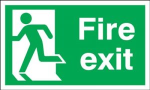 Running Man Left Fire Exit Safety Sign - Landscape