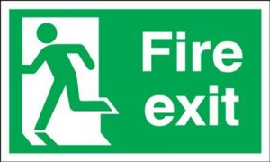 Running Man Left Fire Exit Safety Sign - Landscape