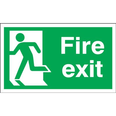 Running Man Left Fire Exit Safety Sign - Landscape