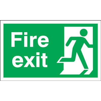 Running Man Right Fire Exit Safety Sign - Landscape