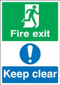 Fire Exit Keep Clear Safety Sign - Portrait