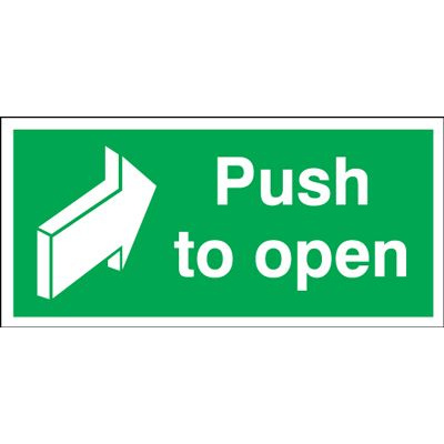 Push To Open Safety Sign - Landscape