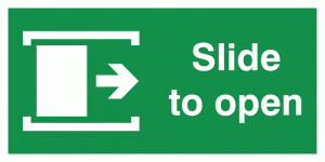 Slide Right To Open Safety Sign - Landscape