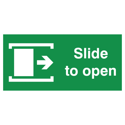 Slide Right To Open Safety Sign - Landscape