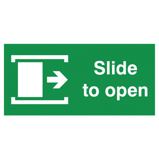 Slide Right To Open Safety Sign - Landscape