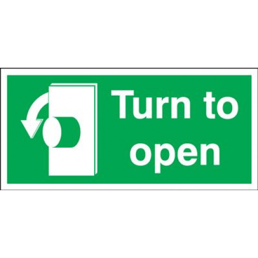 Anti Clockwise Turn To Open Safety Sign - Landscape