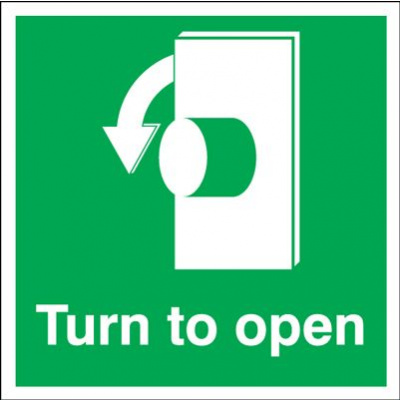 Anti Clockwise Turn To Open Safety Sign
