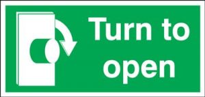 Clockwise Turn To Open Safety Sign - Landscape