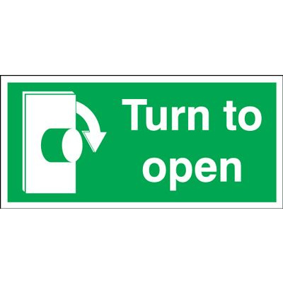 Clockwise Turn To Open Safety Sign - Landscape