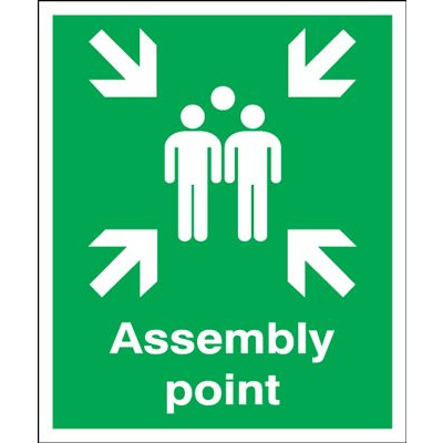 Assembly Point Fire Action Safety Sign - Portrait