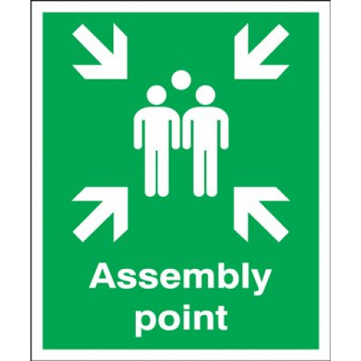 Assembly Point Fire Action Safety Sign - Portrait