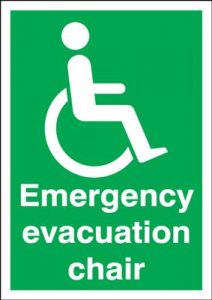 Emergency Evacuation Chair Fire Action Safety Sign