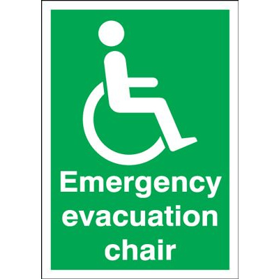 Emergency Evacuation Chair Fire Action Safety Sign