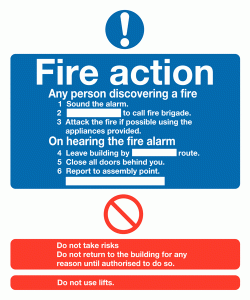 Fire Action Safety Sign - Portrait