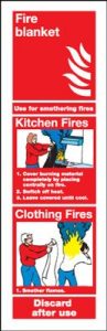 Fire Blanket For Use On Fire Extinguisher Safety Sign - Portrait