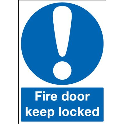 Fire Door Keep Locked Mandatory Safety Sign - Portrait