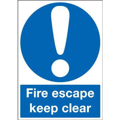 Fire Escape Keep Clear Mandatory Safety Sign - Portrait