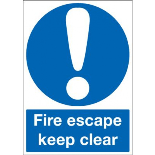 Fire Escape Keep Clear Mandatory Safety Sign - Portrait