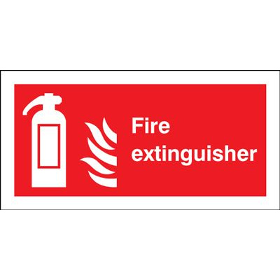 Fire Extinguisher & Flames Safety Sign - Landscape