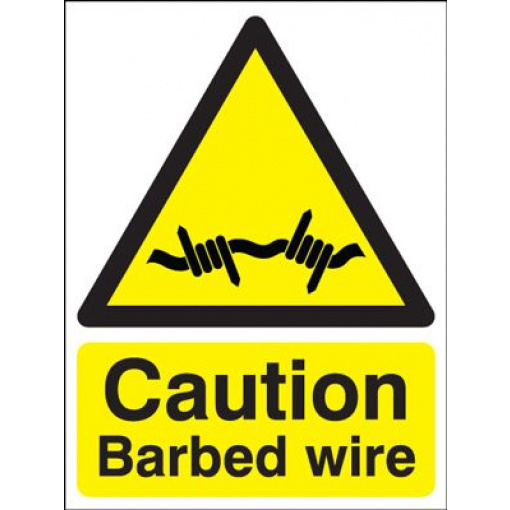 Caution Barbed Wire Hazard Safety Sign
