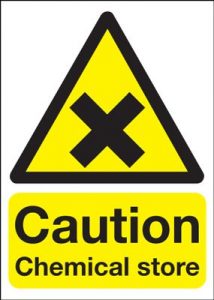 Caution Chemical Store Safety Sign - Portrait