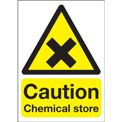 Caution Chemical Store Safety Sign - Portrait