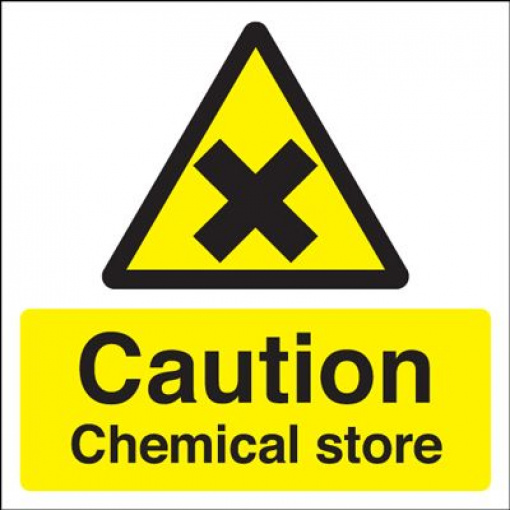 Caution Chemical Store Safety Sign - Square