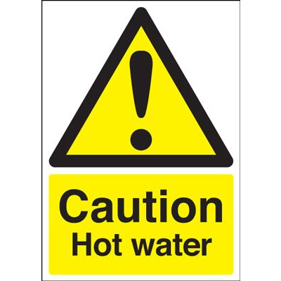 Caution Hot Water Safety Sign - Portrait