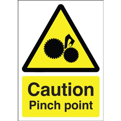 Caution Pinch Point Safety Sign - Portrait