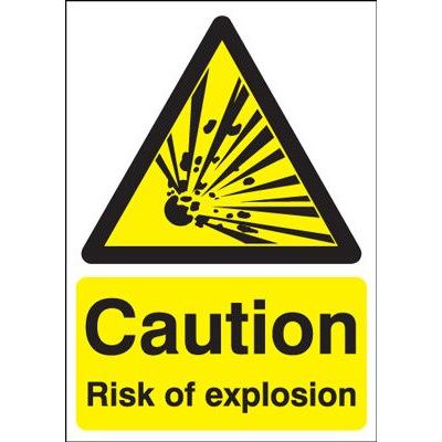 Caution Risk Of Explosion Safety Sign - Portrait