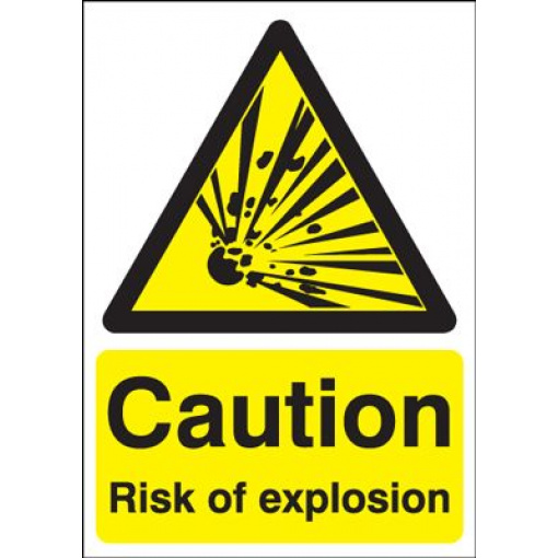 Caution Risk Of Explosion Safety Sign - Portrait