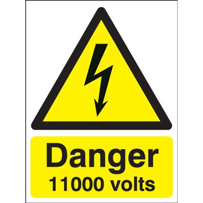 Danger 11000 Volts Hazard Safety Sign