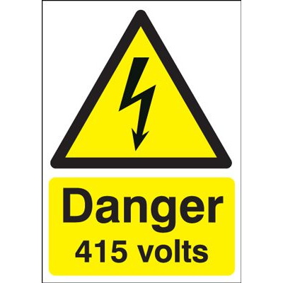 Danger 415 Volts Hazard Safety Sign