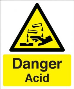 Danger Acid Hazard Safety Sign - Portrait