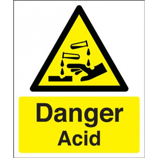 Danger Acid Hazard Safety Sign - Portrait