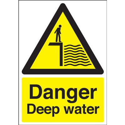 Danger Deep Water Hazard Safety Sign - Portrait