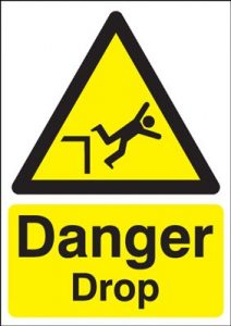 Danger Drop Hazard Safety Sign - Portrait