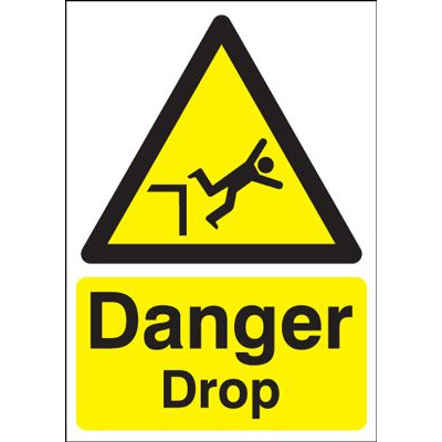 Danger Drop Hazard Safety Sign - Portrait