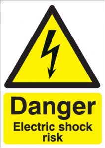 Danger Electric Shock Risk Hazard Safety Sign - Portrait