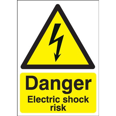 Danger Electric Shock Risk Hazard Safety Sign - Portrait