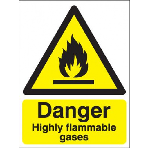 Danger Highly Flammable Gases Safety Sign - Portrait