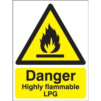 Danger Highly Flammable LPG Safety Sign - Portrait